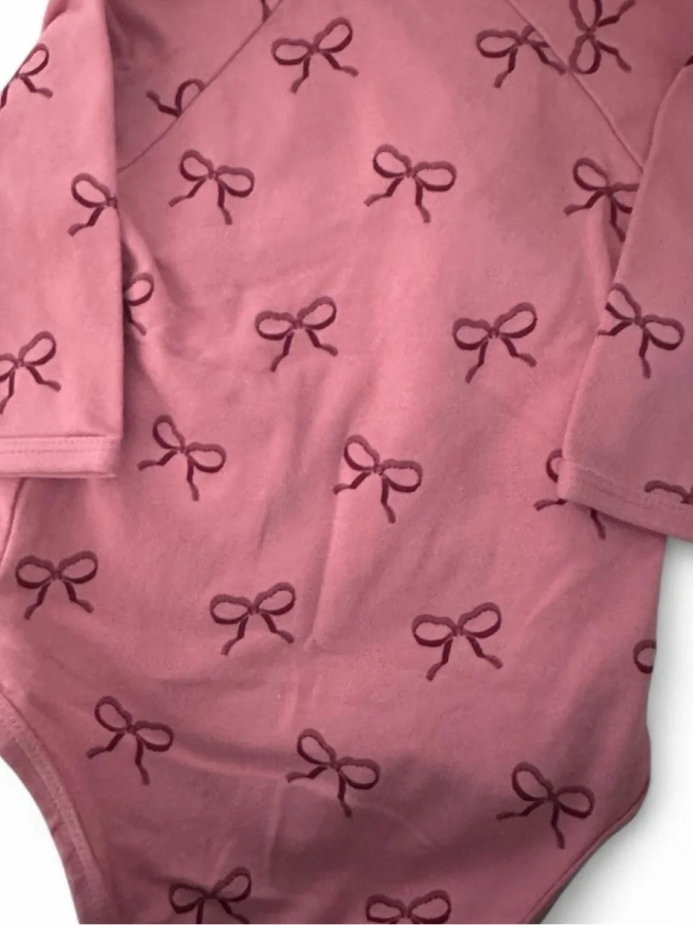 Monica + Andy Baby Girls' Pink Bow Print Wrap One-Piece Bodysuit - 0-3M